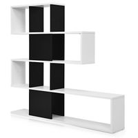 costway estanteria de esquina de 5 niveles libreria moderna de estilo escalera 120 x 195 x 109 cm blanco y negro
