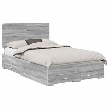 Estructura De Cama Con Cajón Gris Sonoma 120 X 190 Cm Vidaxl