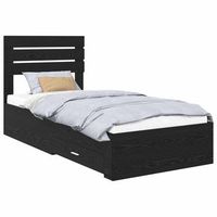 estructura de cama con cajon roble negro 100 x 200 cm vidaxl