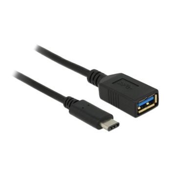 Adaptador USB DeLOCK 0,15 m USB 3.2 Gen 2 USB-C a USB-A Negro