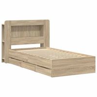cama individual  cama para adulto  estructura de cama con almacenamiento roble sonoma 80 x 200 cm