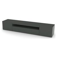 mueble tv efecto madera antracita brillante 200x40h37 cm
