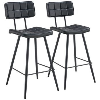Pack De 2 Taburetes De Bar De Polipiel Negra Fernand