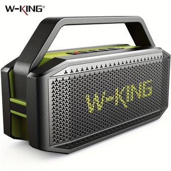 Altavoz Bluetooth W-KING D9-1 Verde, 100W Pico, 60W HD, IPX6, Portátil, Inalámbrico, Resistente al Agua, para Fiestas al Aire Libre, con 2 Subwoofers/Radiador Pasivo Extra Grande, Bajos Profundos,