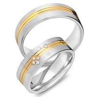 alianzas 14 quilates oro amarillo-blanco 7 diamantes