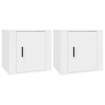 Pack 2 Uds Mesitas De Noche | Mesa Auxiliar | Mesilla Color Blanco 50x39x47 Cm