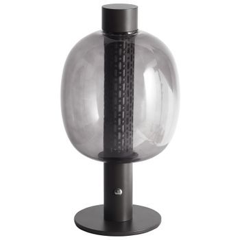 Lámpara De Mesa Moderna De Aluminio Led Para Interior Con Pantalla De Vidrio Inalámbrica Negro Pulangi