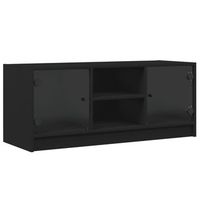 mueble de tv con puertas de vidrio negro 102x37x42 cm vidaxl