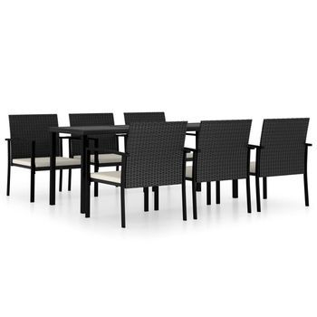 Conjunto De Comedor De Jardín 7 Piezas Ratán Sintético Negro Vidaxl