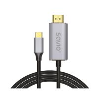 cable savio cl-171 usb-c a hdmi 20 4k 2m negro y plata hdcp 4k 120hz