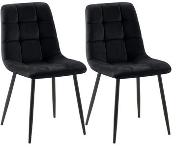 Set de 2 sillas de comedor tilde terciopelo negro 55x45x84 cm