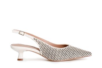 escote abierto en dos materiales bone/black 38