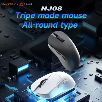 Ratón Inalámbrico AJAZZ NJ08 con Chips PAW3950/3311 y Retroiluminación RGB; Diseño para Diestros, Adecuado para Trabajo de Oficina y Juegos