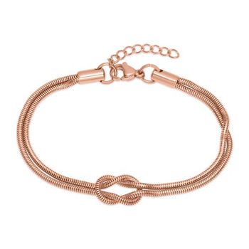Pulsera con nudo de amor en acero inoxidable, rosa