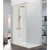 mampara ducha fija fresh - vidrio 8mm - oro cepillado-negro mate - 118-119