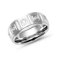 anillo moderno acero inoxidable 7mm ancho circonita