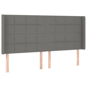 Cabecero Cama Mueble De Dormitorio Con Led De Tela Oscuro 203 X 16 X 118/128 Cm Gris M02_0000796