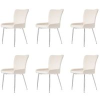 juego de 6 sillas de terciopelo - con patas de metal plateado - beige