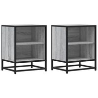 pack 2 uds mesitas noche  mesilla de noche madera ingenieria gris sonoma 40x31x50 cm
