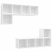 juego de mueble para tv de 4 piezas madera contrachapada blanco vidaxl
