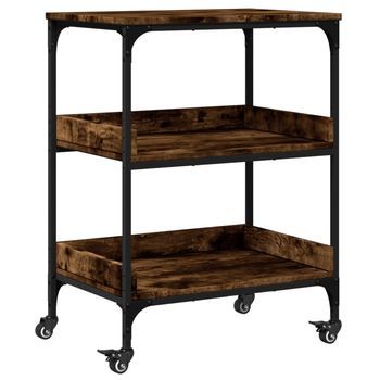 Carrito De Cocina，estantería De Cocina, Carrito De Servir Madera Ingeniería Roble Ahumado 60x41x80,5 Cm