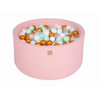 meowbaby piscina de bolas round seca para ninos rosa claro  blancoorotransparentementa 300 pcs 90x40cm