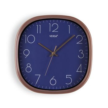 Reloj de pared cuadrado en plástico azul