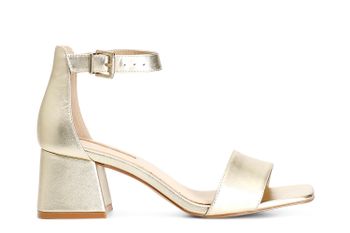 sandalias de piel metalizada con tira en el tobillo light gold