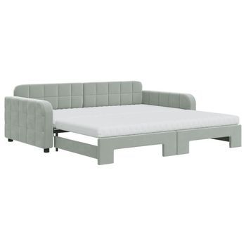 Sofá Cama Nido Con Colchón Terciopelo Gris Claro 100x200 Cm Vidaxl