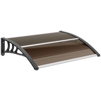 Outsunny Marquesina Exterior para Puerta y Ventana 75x100 cm contra Sol y Lluvia con Soporte de Aleación de Aluminio Marrón   Aosom España