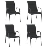 pack 4 uds sillas de jardin  silla de exterior  sillon acero y textilene negro