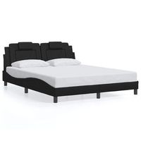 cama doble  cama para adultos  estructura de cama con cabecero cuero sintetico negro 160x200cm