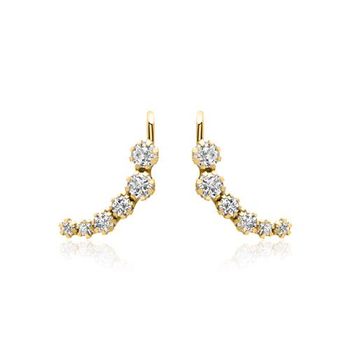 Pendientes para mujer en oro de 9 quilates con circonita