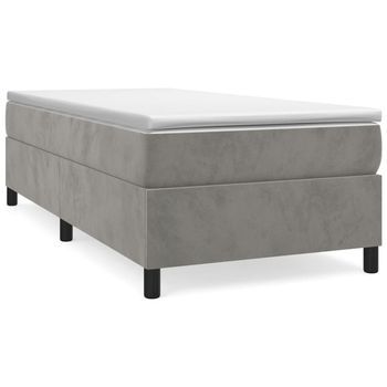 Estructura De Cama Con Somier Terciopelo Gris Claro 90x190 Cm Vidaxl
