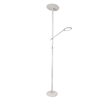 Regina - Lámpara De Pie Led Blanca De Metal H.180 Cm Fabas Luce - 2 Luces De 36w Y 12w Con Led Integrado 3000k