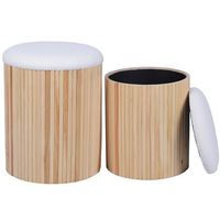 set 2 pufs natural y blanco