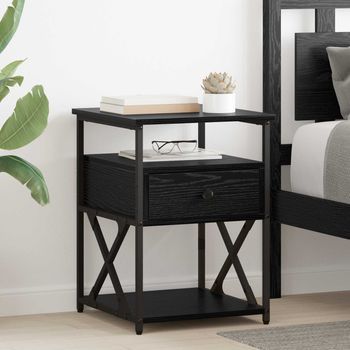 Mesita De Noche 2 Uds - Dormitorio - Madera De Ingeniería - Roble Negro (40x42x55cm)