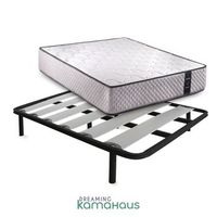conjunto alora colchon viscoelastico 150 x 190 cm altura 30 cm  somier lamina de haya tubo de acero 40x30mm patas 25 cm