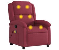 vidaxl sillon de masaje reclinable de tela color vino tinto