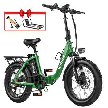 Bicicleta Eléctrica Plegable Vitilan U3 - 48 V 13 Ah - Cuadro Bajo, Verde