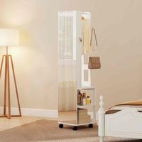 espejo joyero de mdf homcom 37x40x1655 cm blanco y forro beige