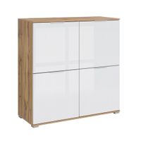 bufe 4 puertas tableros de aglomerado laminados blanco y madera