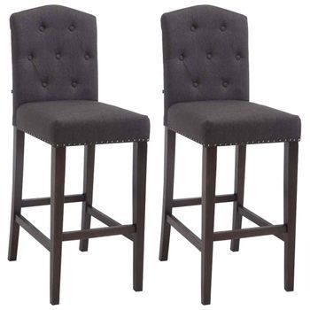 Set 2x Taburetes De Bar Louise En Tela Gris Oscuro 57x42x113 Cm Clp
