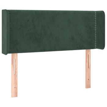 Cabecero Cama Mueble De Dormitorio Con Led De Terciopelo 103 X 16 X 78/88 Cm Verde Oscuro M02_0002017