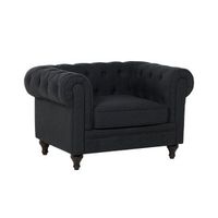 chesterfield sillon tapizado gris grafito patas de madera oscura contemporaneo chesterfield