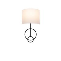 lampara de pared asaf-6983 blanco negro metal tela 15x24x52 cm