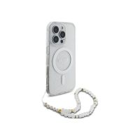 guess funda para iphone 16 pro max  carcasa transparente con magsafe con brillo y correa de perlas diseno elegante y ajuste preciso