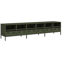 mueble tv acero laminado en frio verde oliva 202x39x435 cm vidaxl
