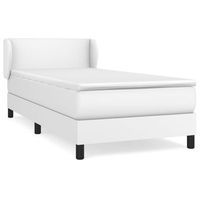 cama para adulto  cama individual  cama box spring con colchon cuero sintetico blanco 90x190 cm