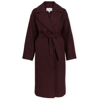 Vila Abrigo Fikka Long Jacket - Fig para mujer